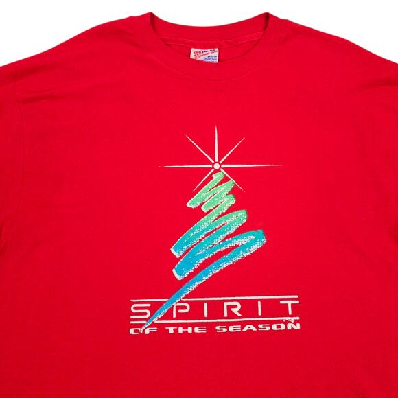 Hanes Tops - Vintage Christmas Shirt Shirt Womens XL Red 90s Christmas Tree Single Stitch